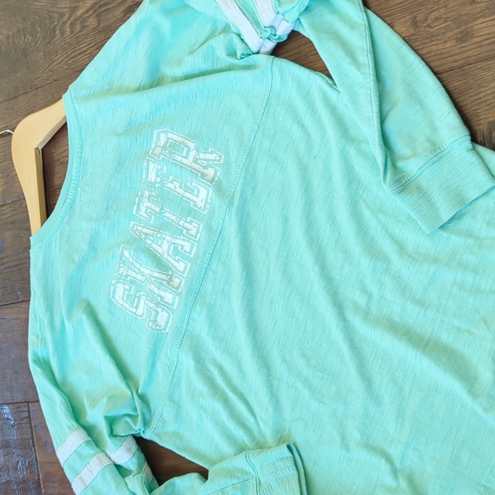 BOXERCRAFT I Mint Green Raglan Striped Long Sleeve Figure Skater Shirt Top, YL